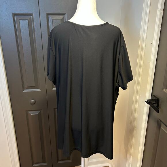 Motto XL Stretchy Black Criss Cross Deep V Cinched Waist Flowy Flutter Sleeve - Picture 3 of 4